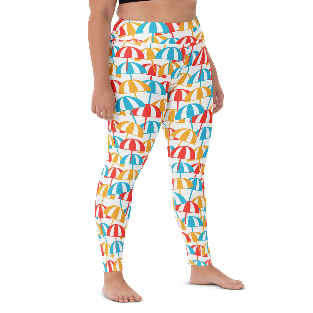 Women's Beach Umbrella Buttery Soft Yoga Leggings - Quick Drying, High Waisted Comfort