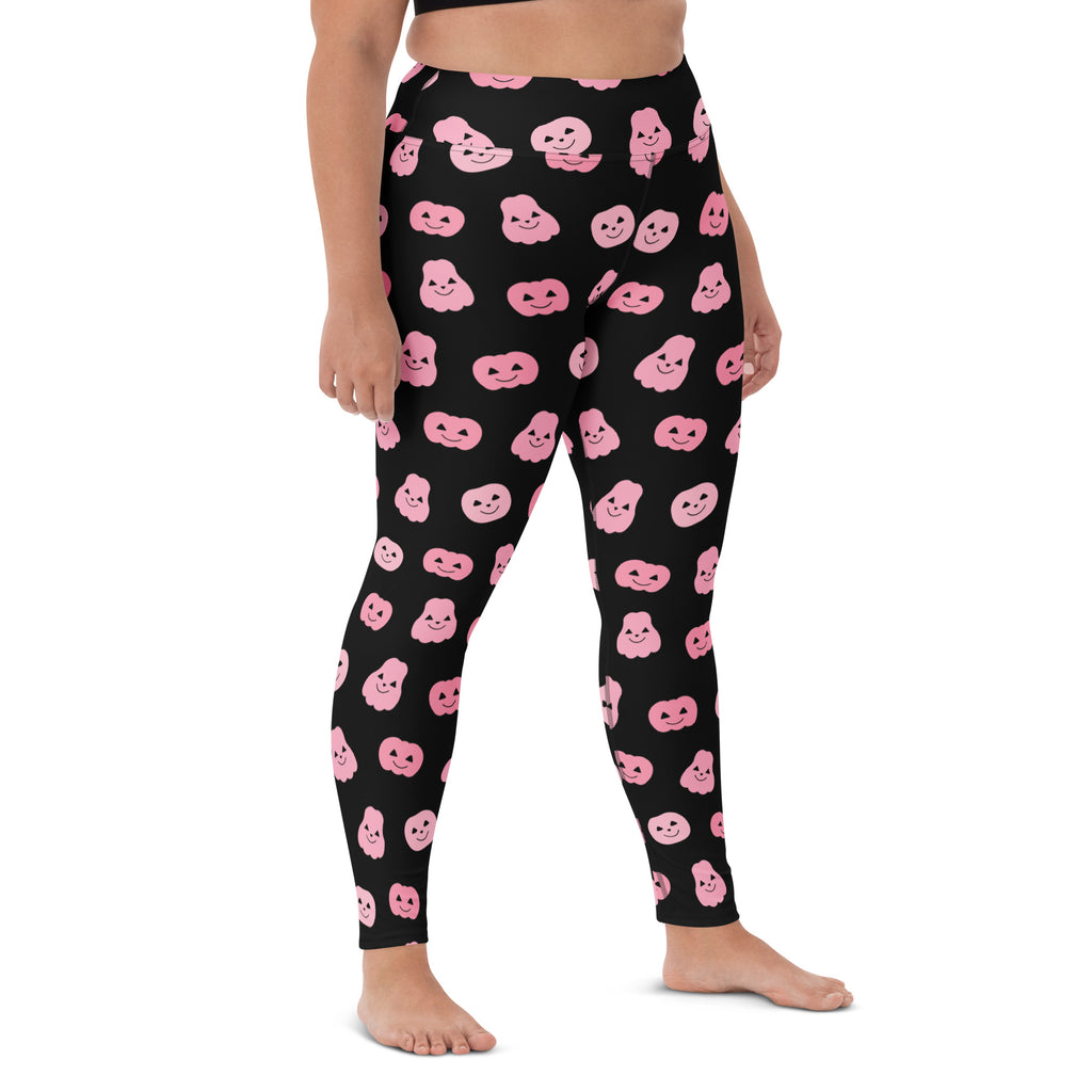 Women's Pink Pumpkin Halloween Buttery Soft Yoga Leggings - Quick Drying, High Waisted Comfort