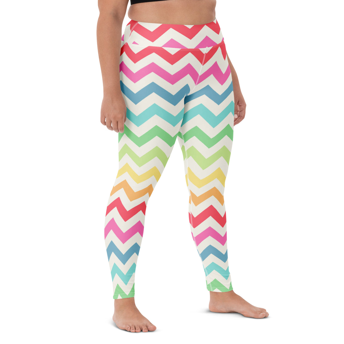 Women's Rainbow Chevron Buttery Soft Yoga Leggings - Quick Drying, High Waisted Comfort