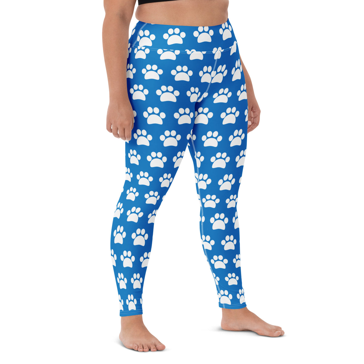 Women's Royal Blue Paw Print Buttery Soft Yoga Leggings - Quick Drying, High Waisted Comfort