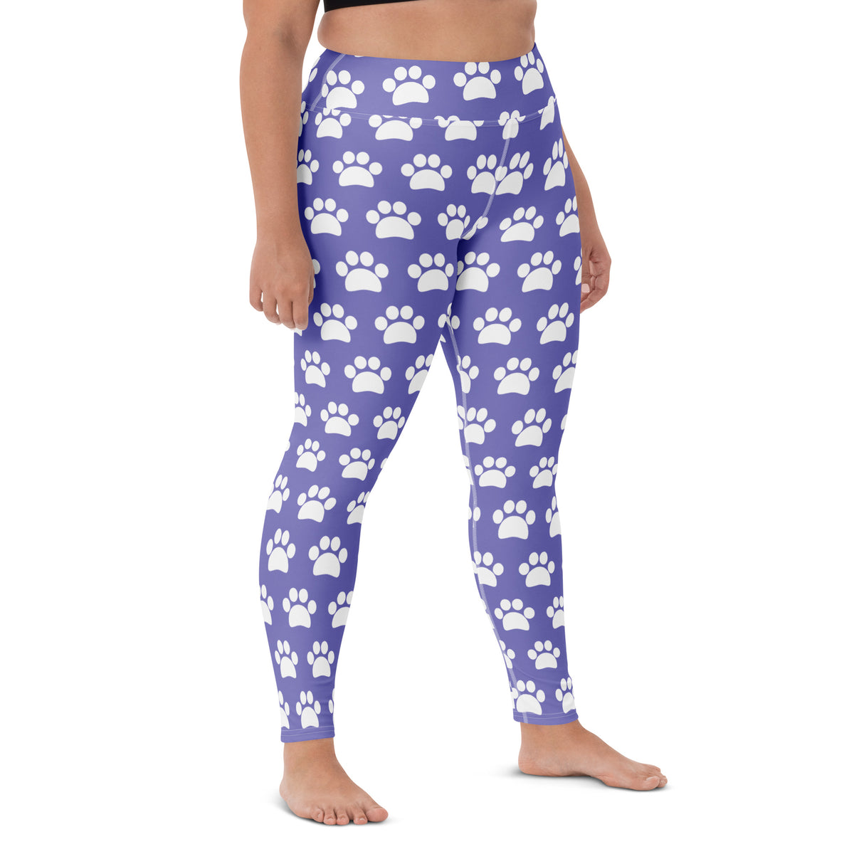 Women's Purple Paw Print Buttery Soft Yoga Leggings - Quick Drying, High Waisted Comfort