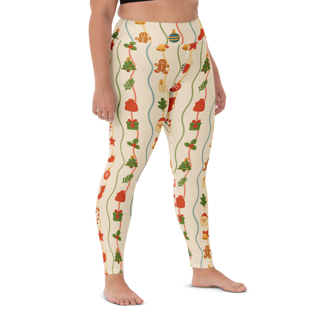 Women's Wavy Christmas Buttery Soft Yoga Leggings - Quick Drying, High Waisted Comfort