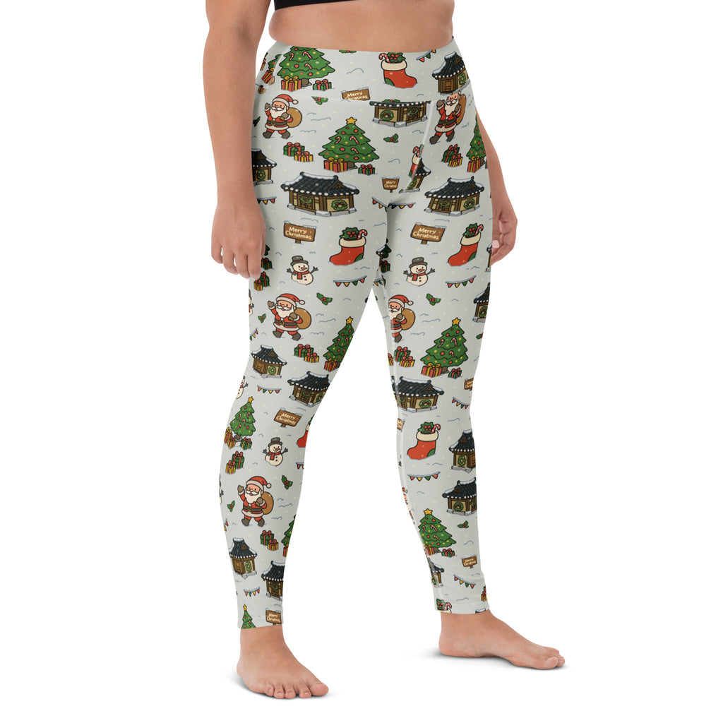 Women's Christmas Village Buttery Soft Yoga Leggings - Quick Drying, High Waisted Comfort