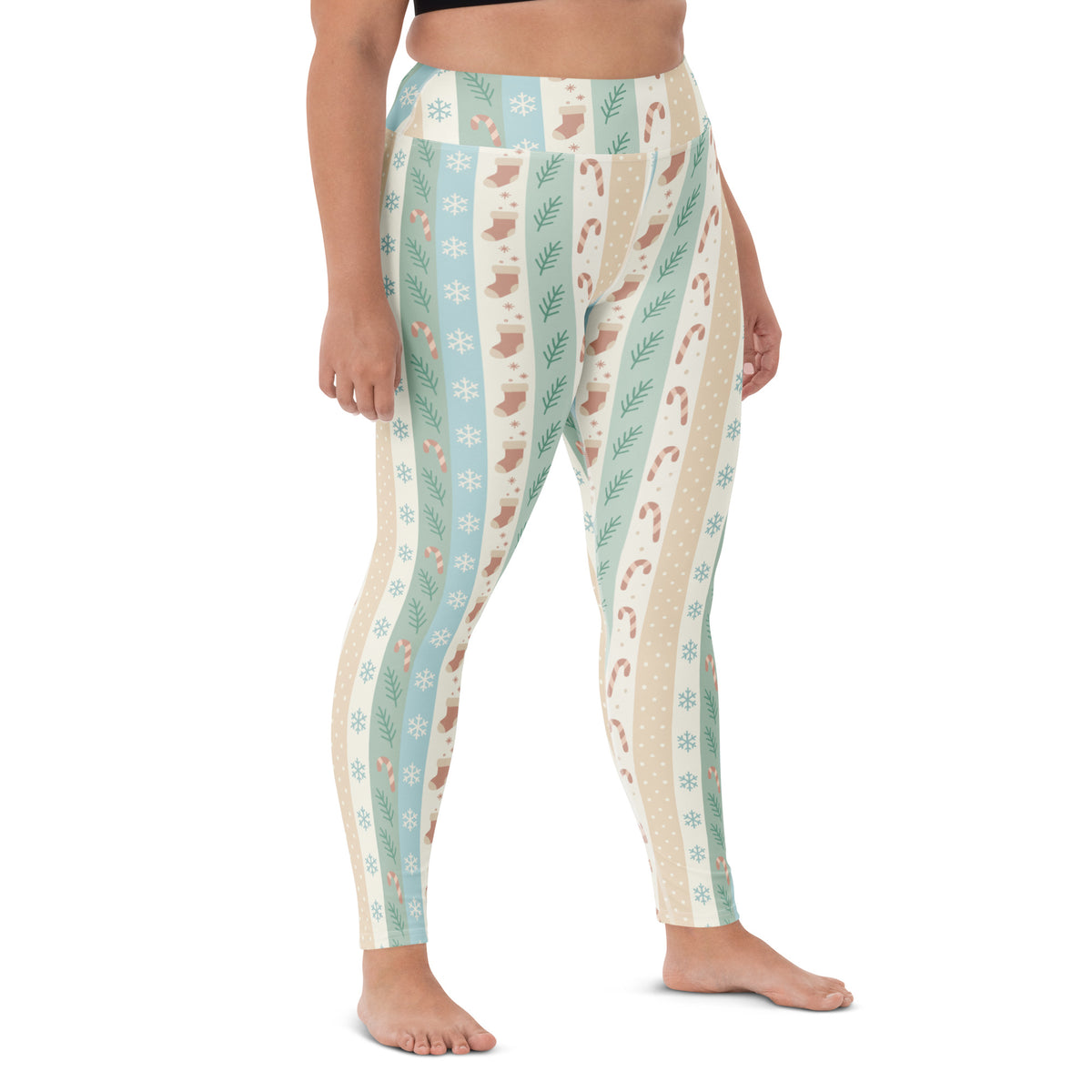 Women's Striped Christmas Buttery Soft Yoga Leggings - Quick Drying, High Waisted Comfort