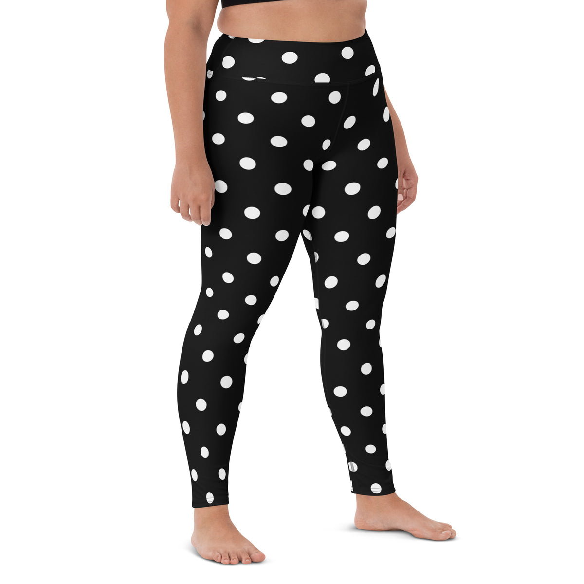 Women's Black Polka Dot Buttery Soft Yoga Leggings - Quick Drying, High Waisted Comfort