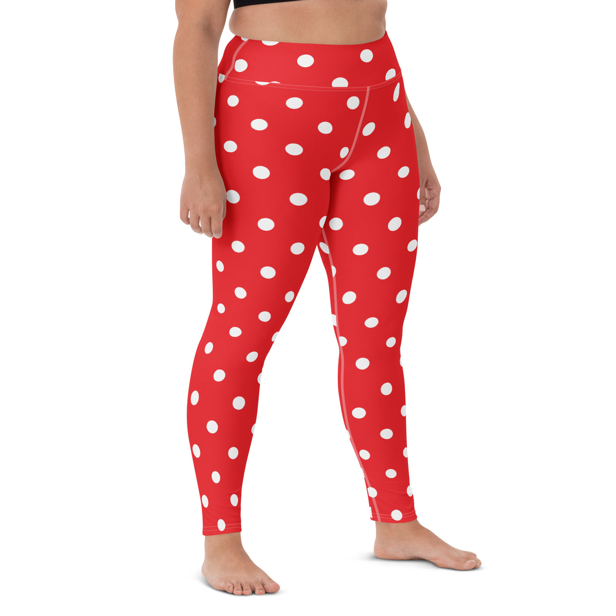 Women's Red Polka Dot Buttery Soft Yoga Leggings - Quick Drying, High Waisted Comfort