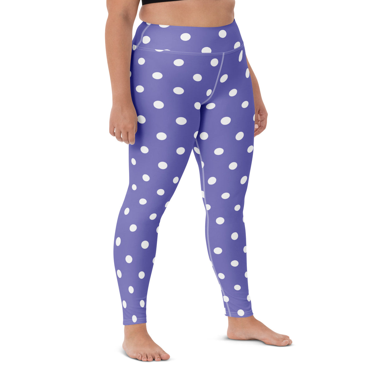 Women's Purple Polka Dot Buttery Soft Yoga Leggings - Quick Drying, High Waisted Comfort