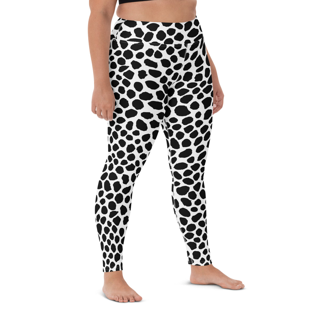 Women's Black Cow Print Buttery Soft Yoga Leggings - Quick Drying, High Waisted Comfort