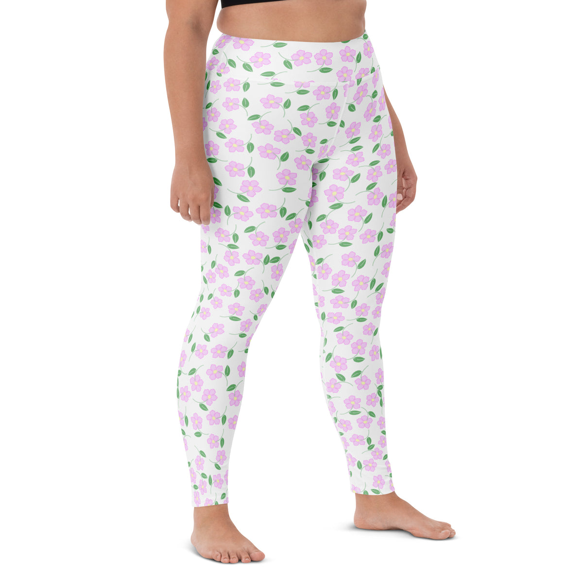 Women's Lavender Flowers Buttery Soft Yoga Leggings - Quick Drying, High Waisted Comfort
