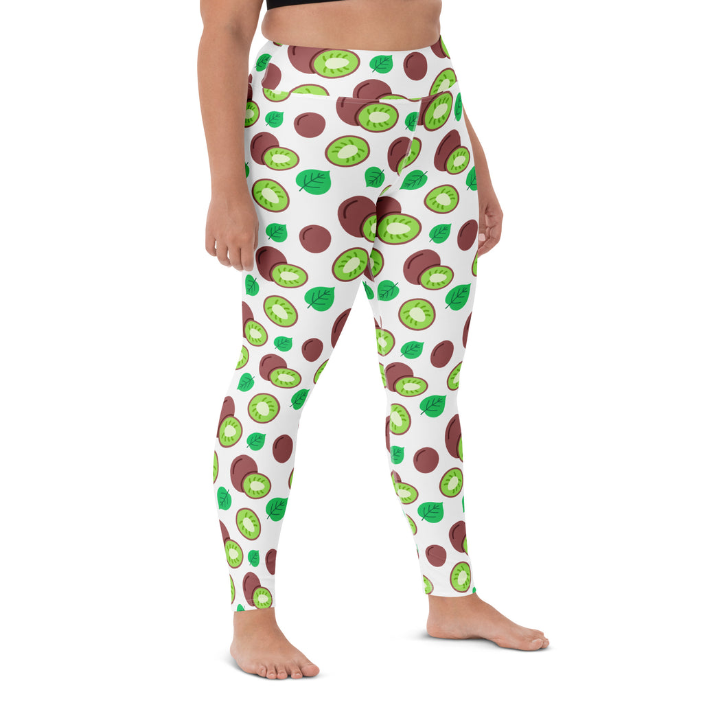Women's Kiwi Fruit Buttery Soft Yoga Leggings - Quick Drying, High Waisted Comfort