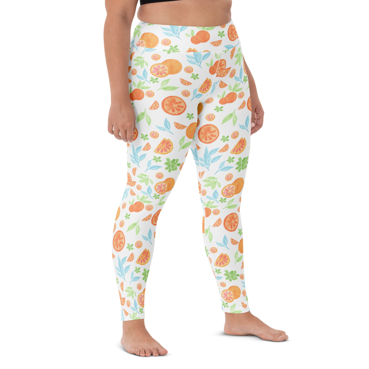 Women's Watercolor Orange Citrus Buttery Soft Yoga Leggings - Quick Drying, High Waisted Comfort