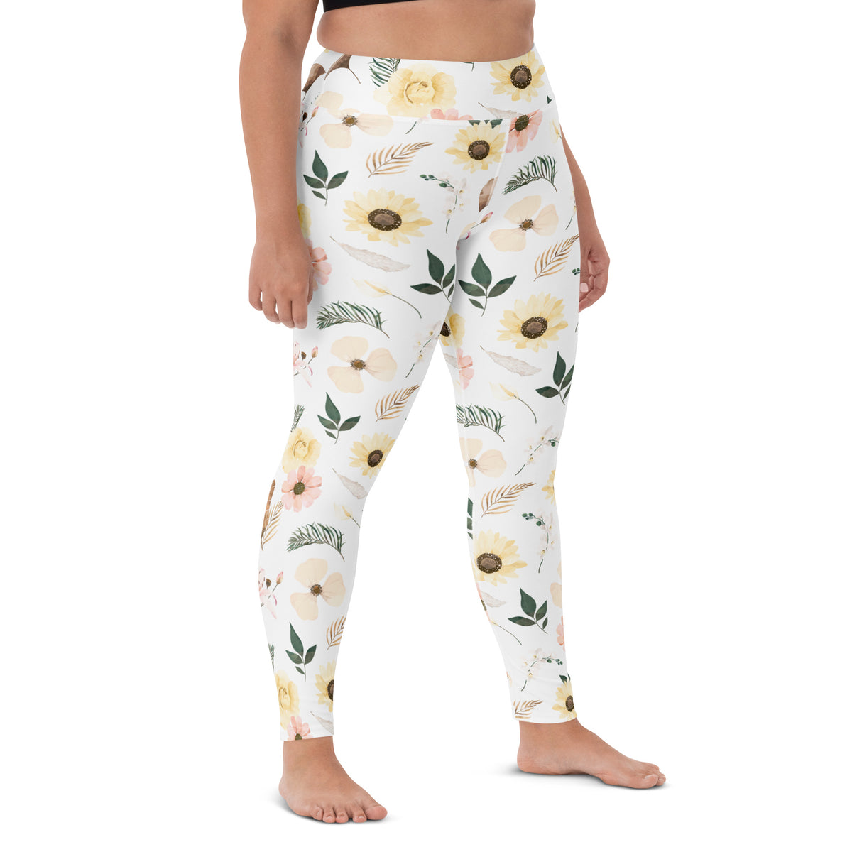 Women's Boho Sunflower Buttery Soft Yoga Leggings - Quick Drying, High Waisted Comfort