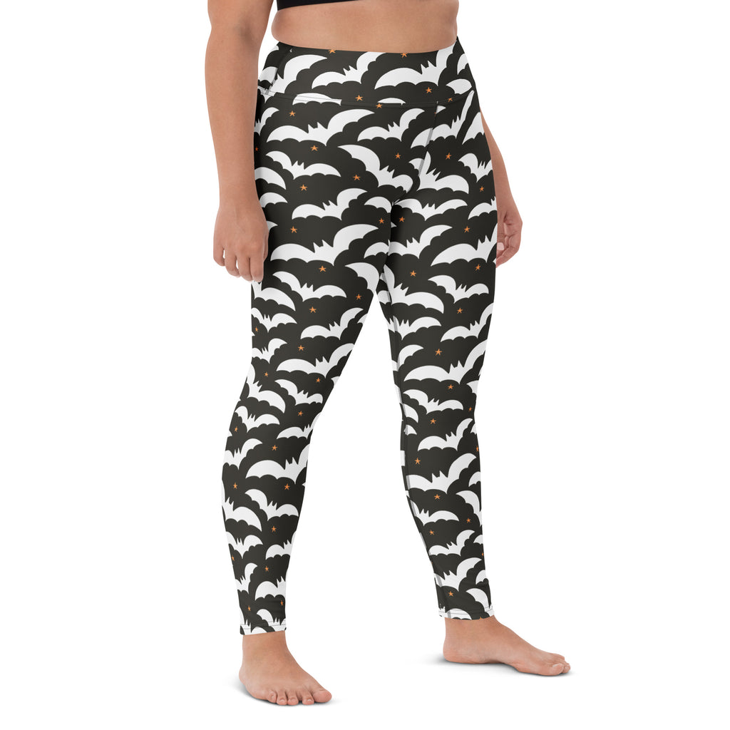 Women's Black Bat Halloween Buttery Soft Yoga Leggings - Quick Drying, High Waisted Comfort