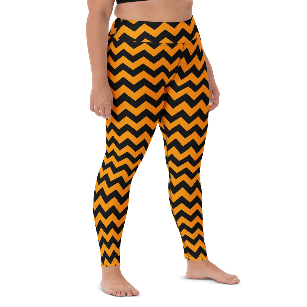 Women's Orange Chevron Halloween Buttery Soft Yoga Leggings - Quick Drying, High Waisted Comfort