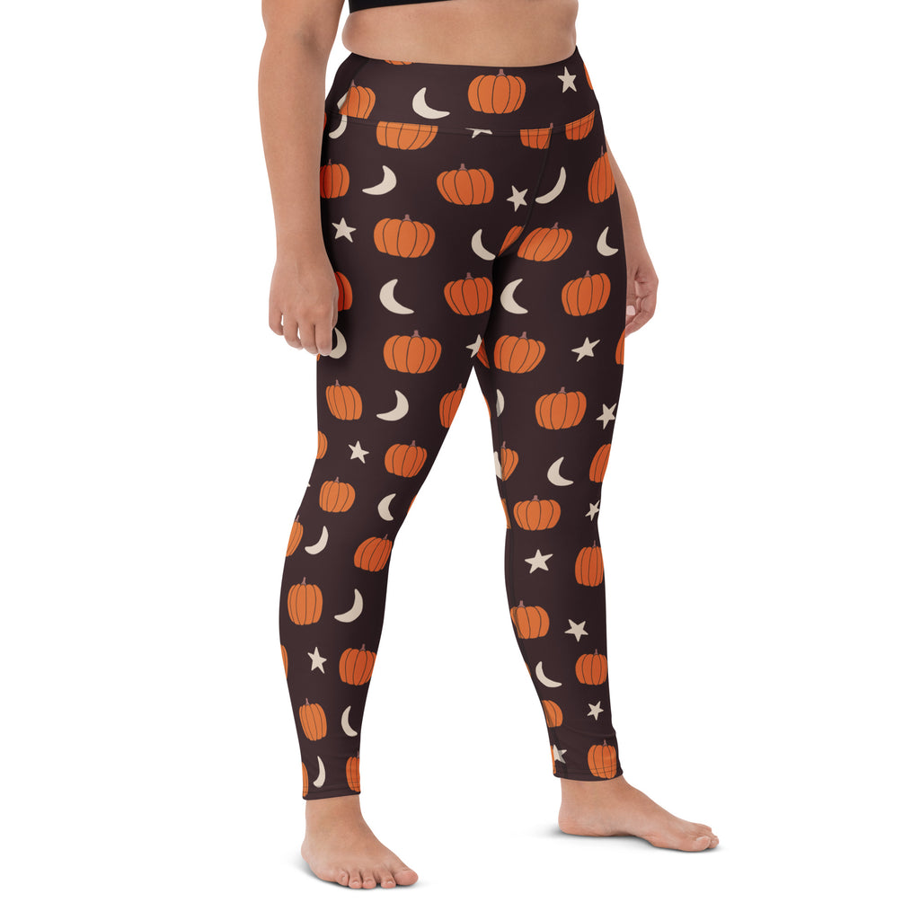 Women's Pumpkin Moon Halloween Buttery Soft Yoga Leggings - Quick Drying, High Waisted Comfort