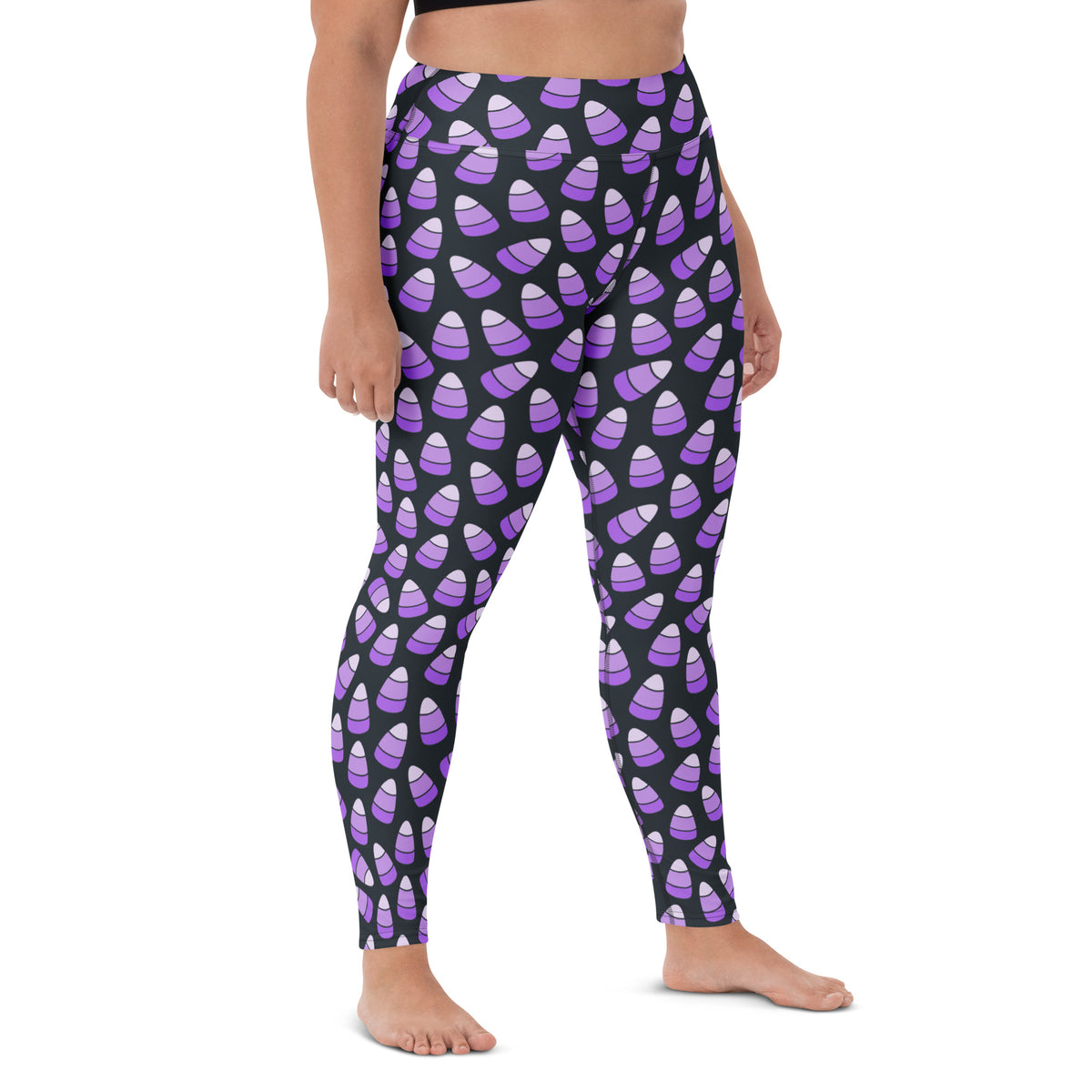 Women's Purple Candy Corn Halloween Buttery Soft Yoga Leggings - Quick Drying, High Waisted Comfort