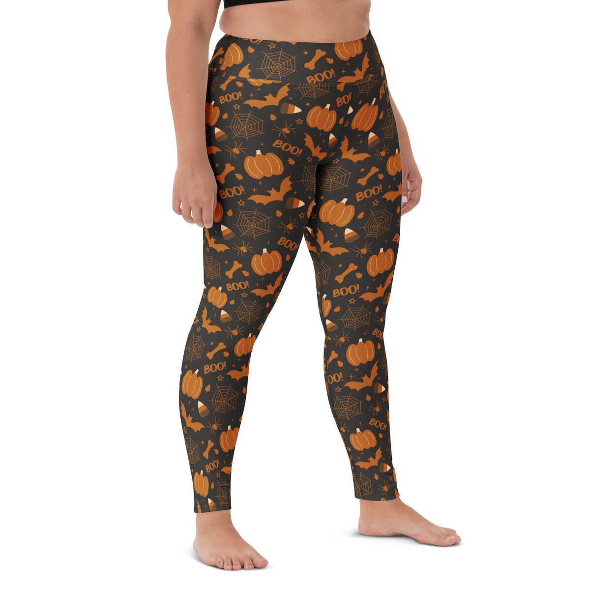 Women's Dark Orange Halloween Buttery Soft Yoga Leggings - Quick Drying, High Waisted Comfort