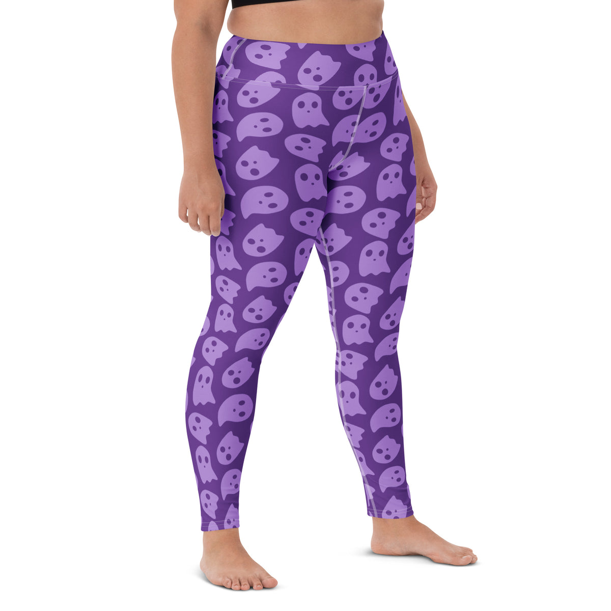 Women's Purple Ghost Halloween Buttery Soft Yoga Leggings - Quick Drying, High Waisted Comfort