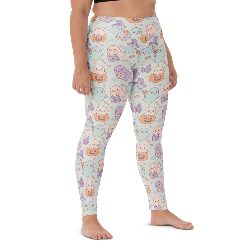 Women's Cute Ghost Halloween Buttery Soft Yoga Leggings - Quick Drying, High Waisted Comfort