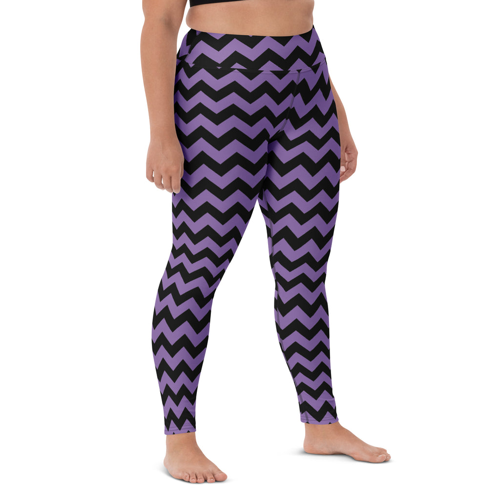 Women's Purple Chevron Halloween Buttery Soft Yoga Leggings - Quick Drying, High Waisted Comfort