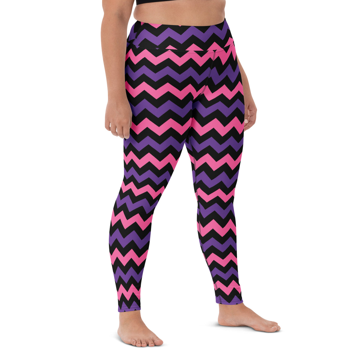 Women's Pink & Purple Chevron Halloween Buttery Soft Yoga Leggings - Quick Drying, High Waisted Comfort