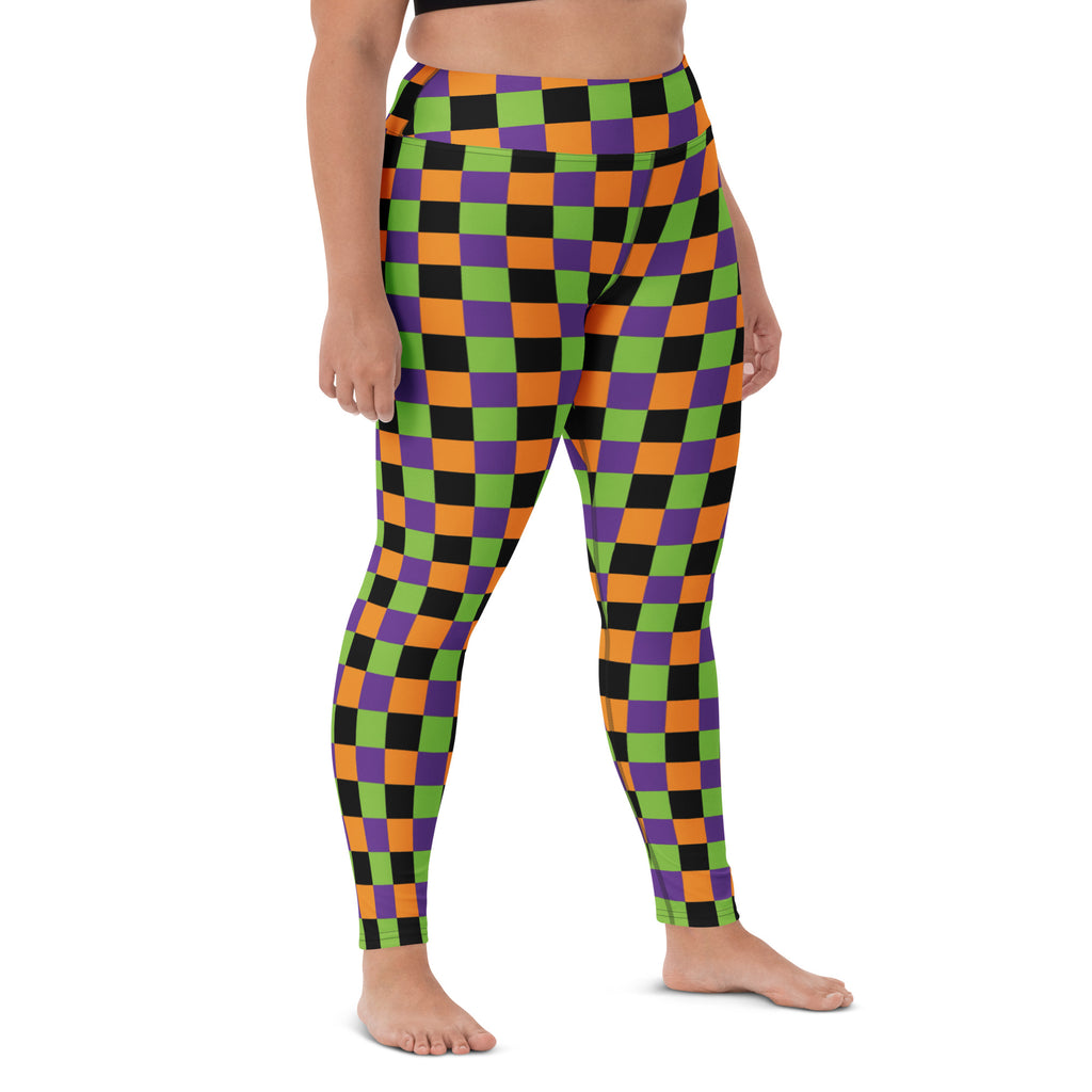 Women's Halloween Checkered Buttery Soft Yoga Leggings - Quick Drying, High Waisted Comfort