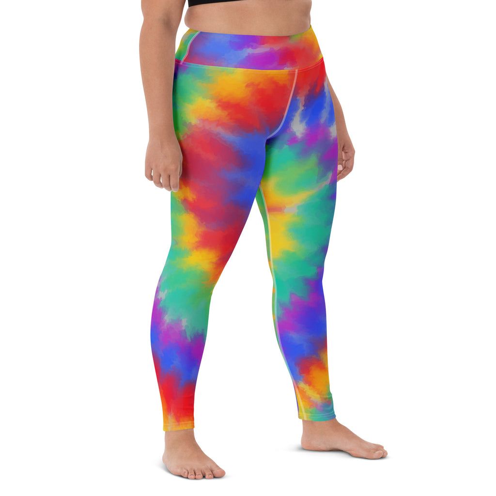 Women's Rainbow Tie Dye Buttery Soft Yoga Leggings - Quick Drying, High Waisted Comfort
