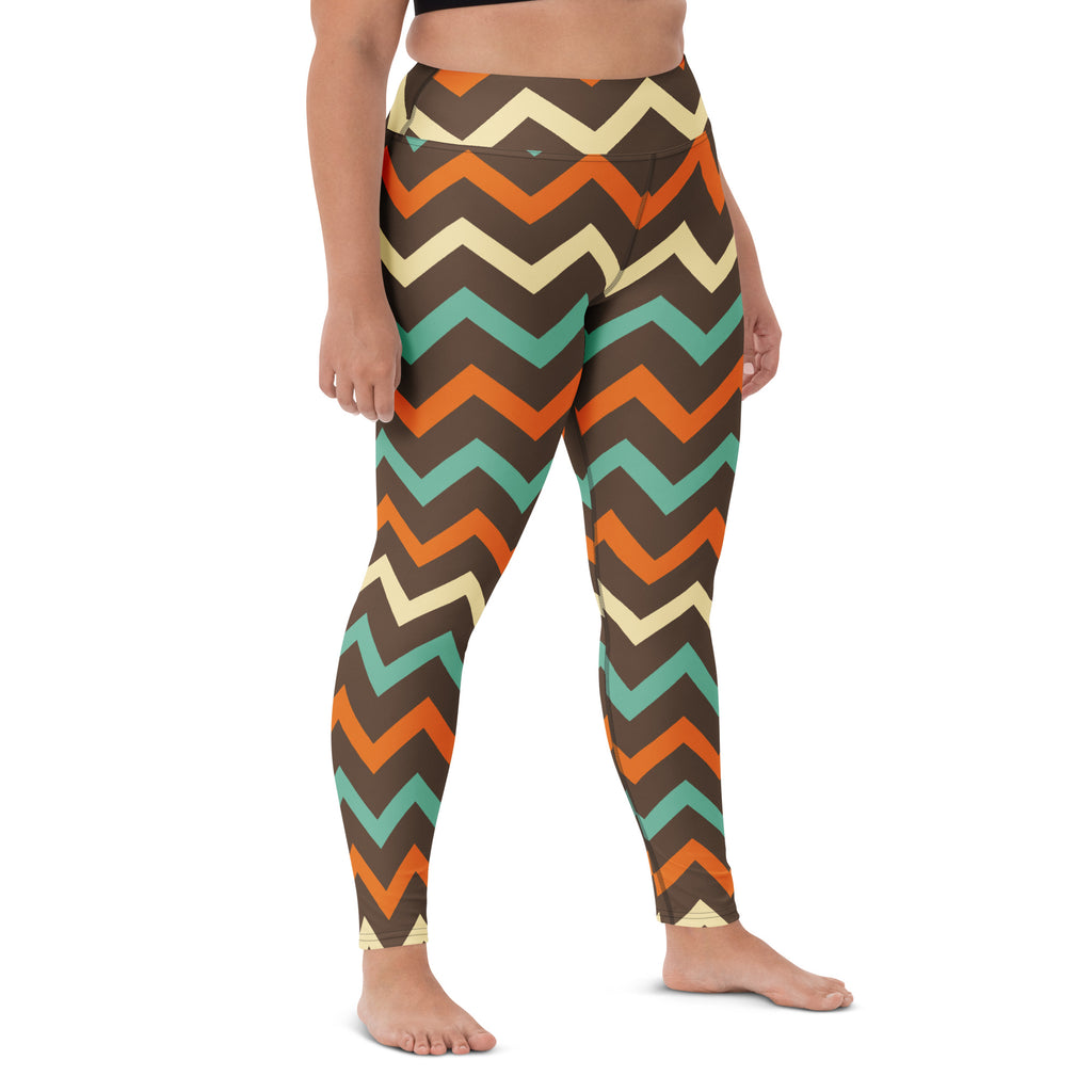 Women's Retro Chevron Buttery Soft Yoga Leggings - Quick Drying, High Waisted Comfort