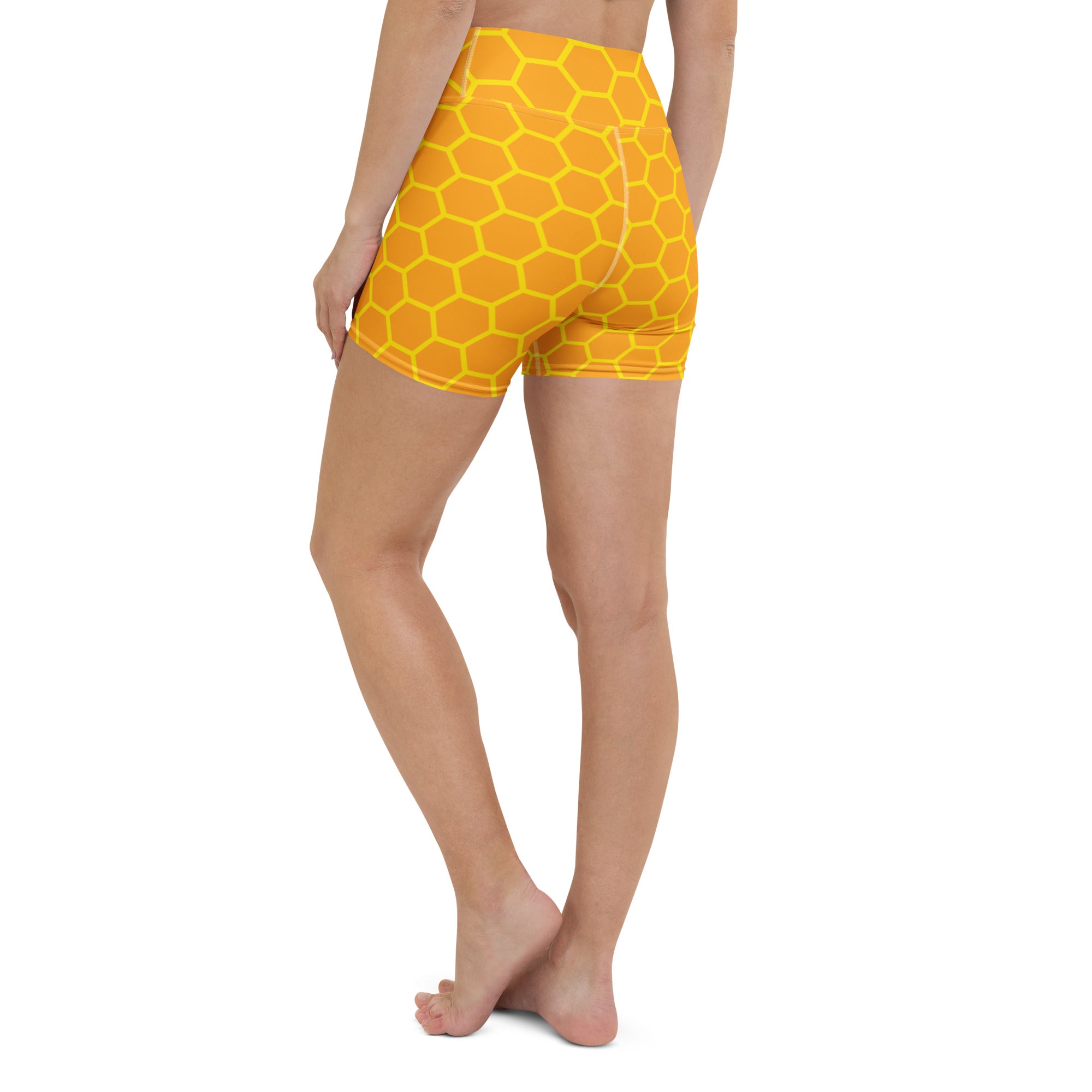 Women’s Honeycomb Yoga Shorts – High Waisted Buttery Soft Active Pants
