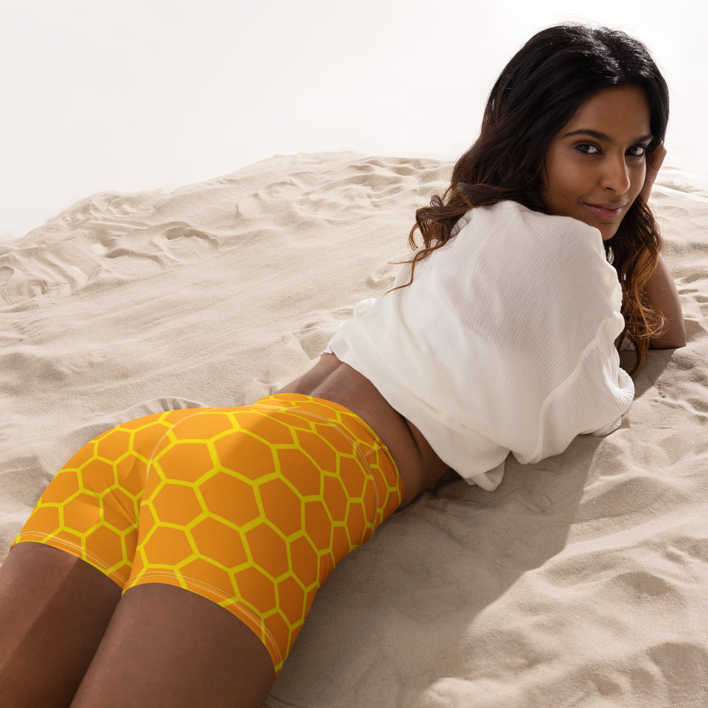Women’s Honeycomb Yoga Shorts – High Waisted Buttery Soft Active Pants