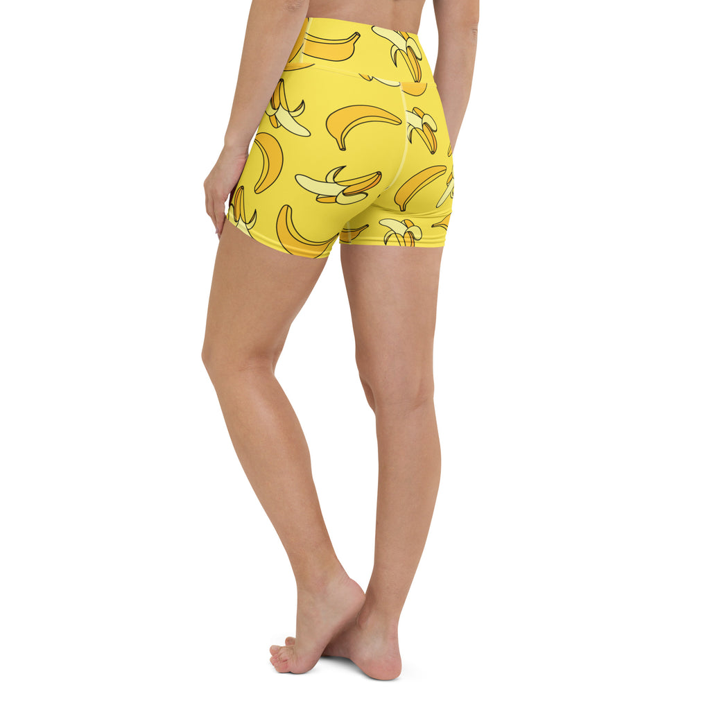 Women’s Yellow Banana Yoga Shorts – High Waisted Buttery Soft Active Pants
