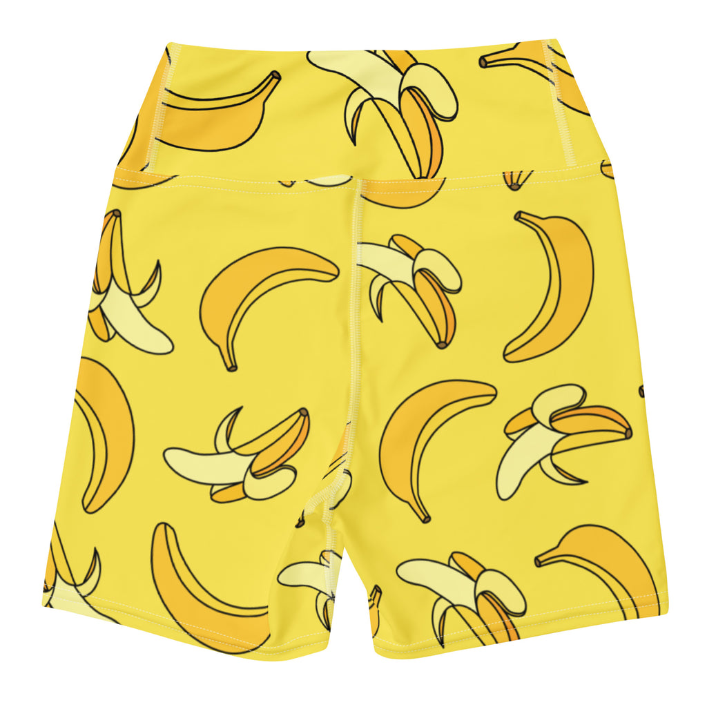 Women’s Yellow Banana Yoga Shorts – High Waisted Buttery Soft Active Pants