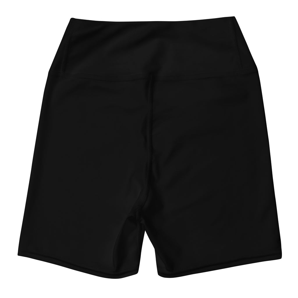 Women’s buttery soft black high waisted yoga shorts with smooth sleek fabric for active wear and comfort