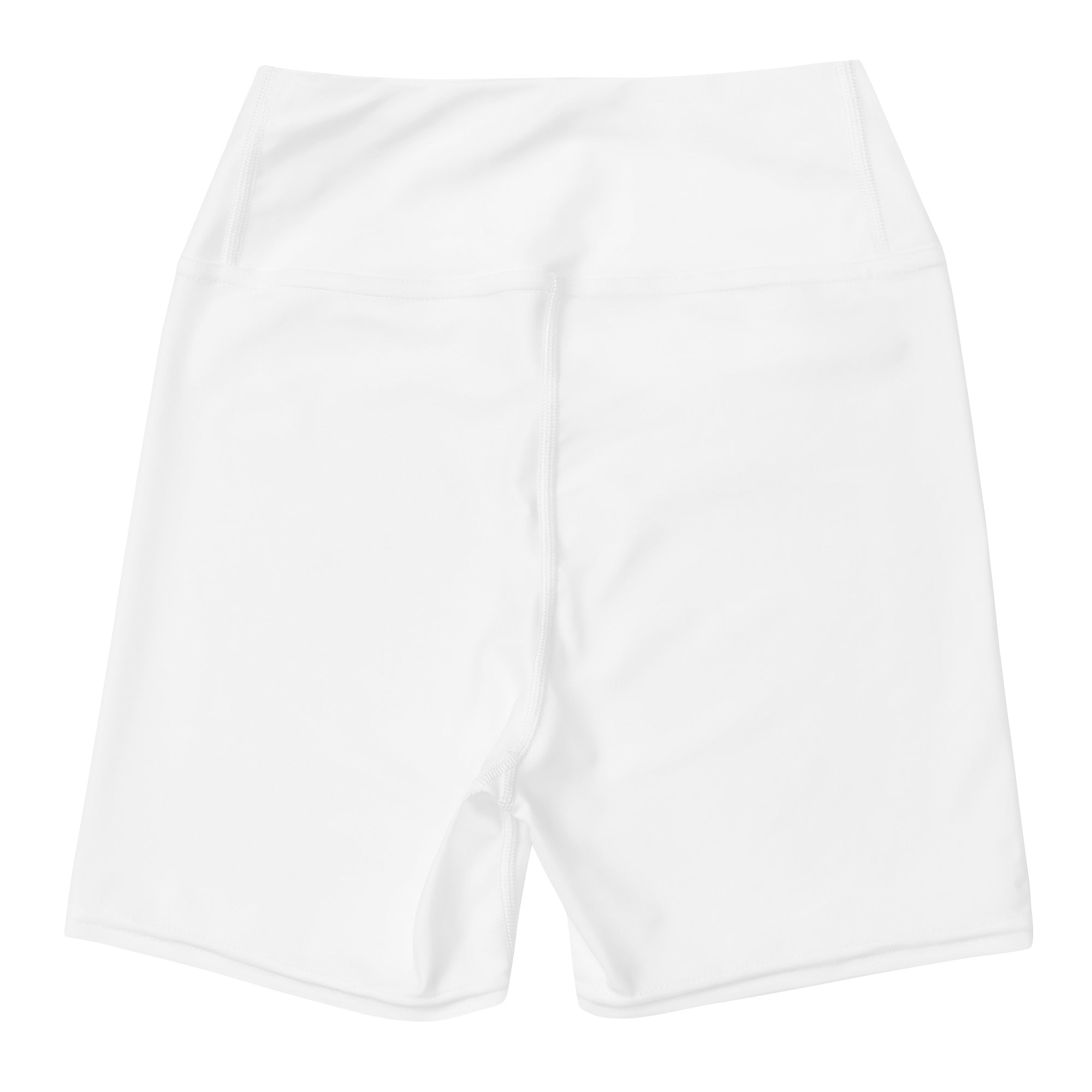 Women’s buttery soft white high waisted yoga shorts made of smooth stretchy fabric for active wear