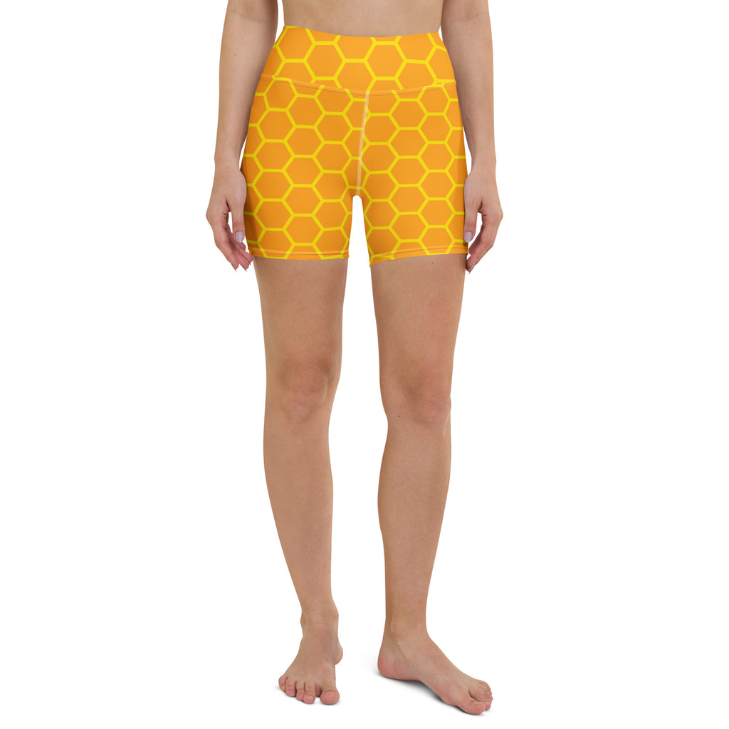 Women’s Honeycomb Yoga Shorts – High Waisted Buttery Soft Active Pants