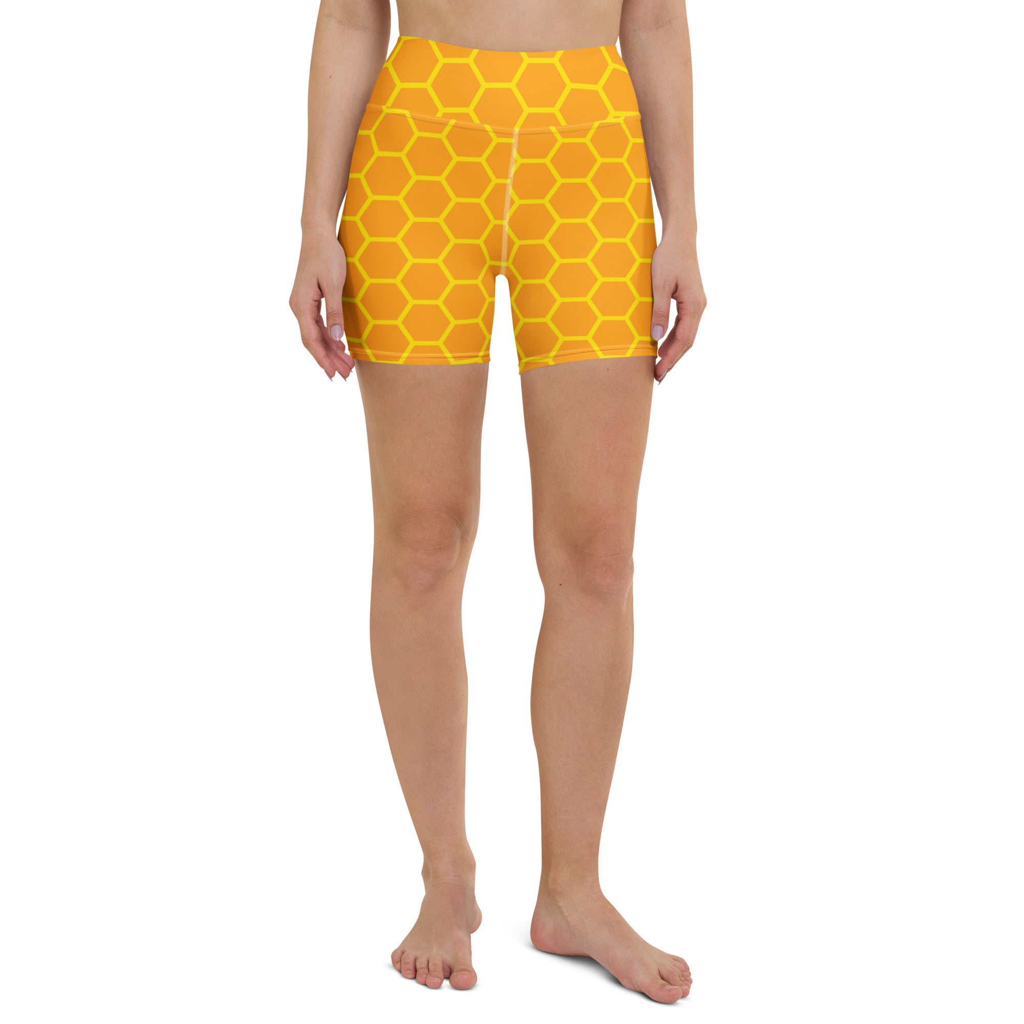 Women’s Honeycomb Yoga Shorts – High Waisted Buttery Soft Active Pants
