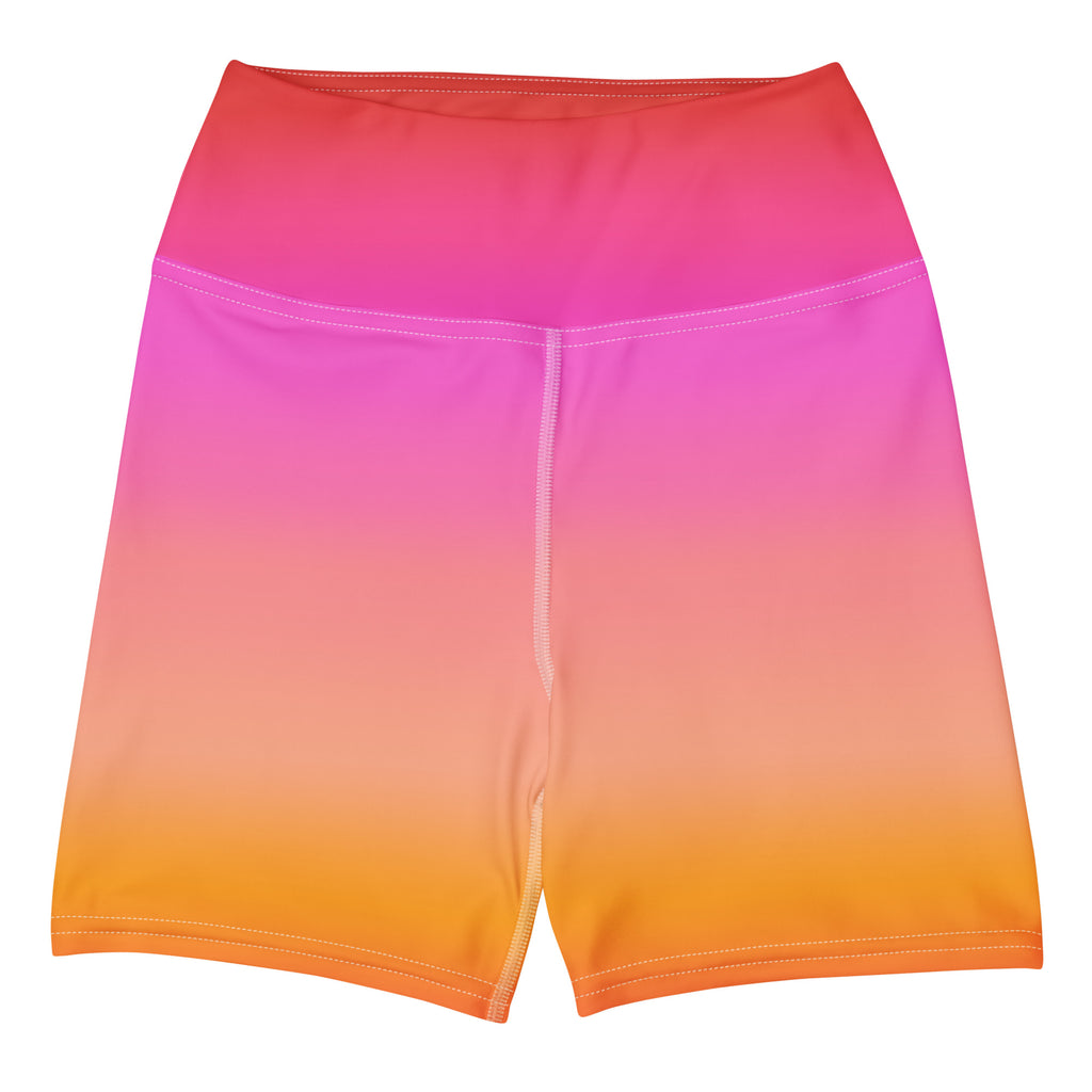 Women’s Sunset Ombre Yoga Shorts – High Waisted Buttery Soft Active Pants