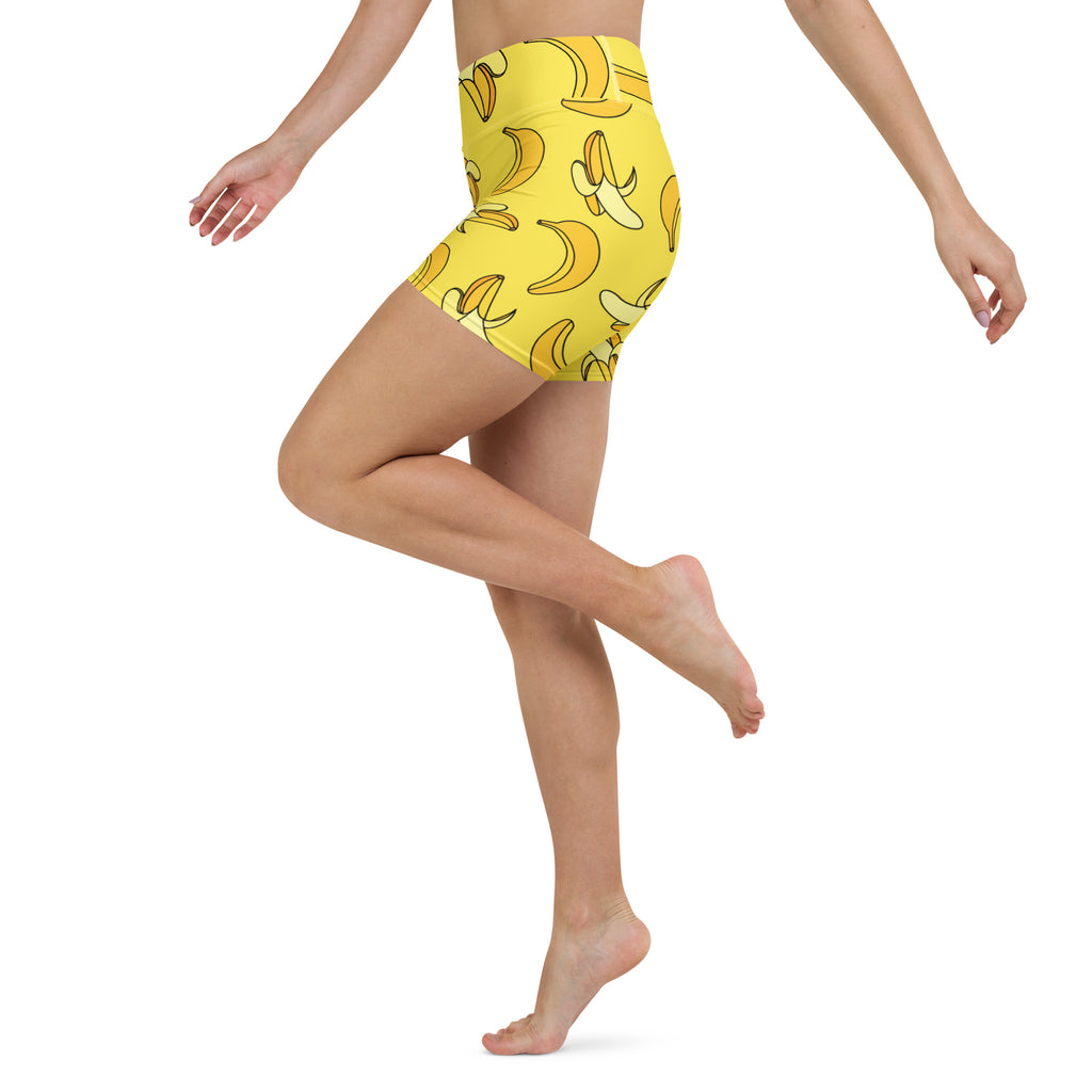 Women’s Yellow Banana Yoga Shorts – High Waisted Buttery Soft Active Pants