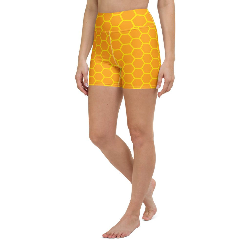 Women’s Honeycomb Yoga Shorts – High Waisted Buttery Soft Active Pants