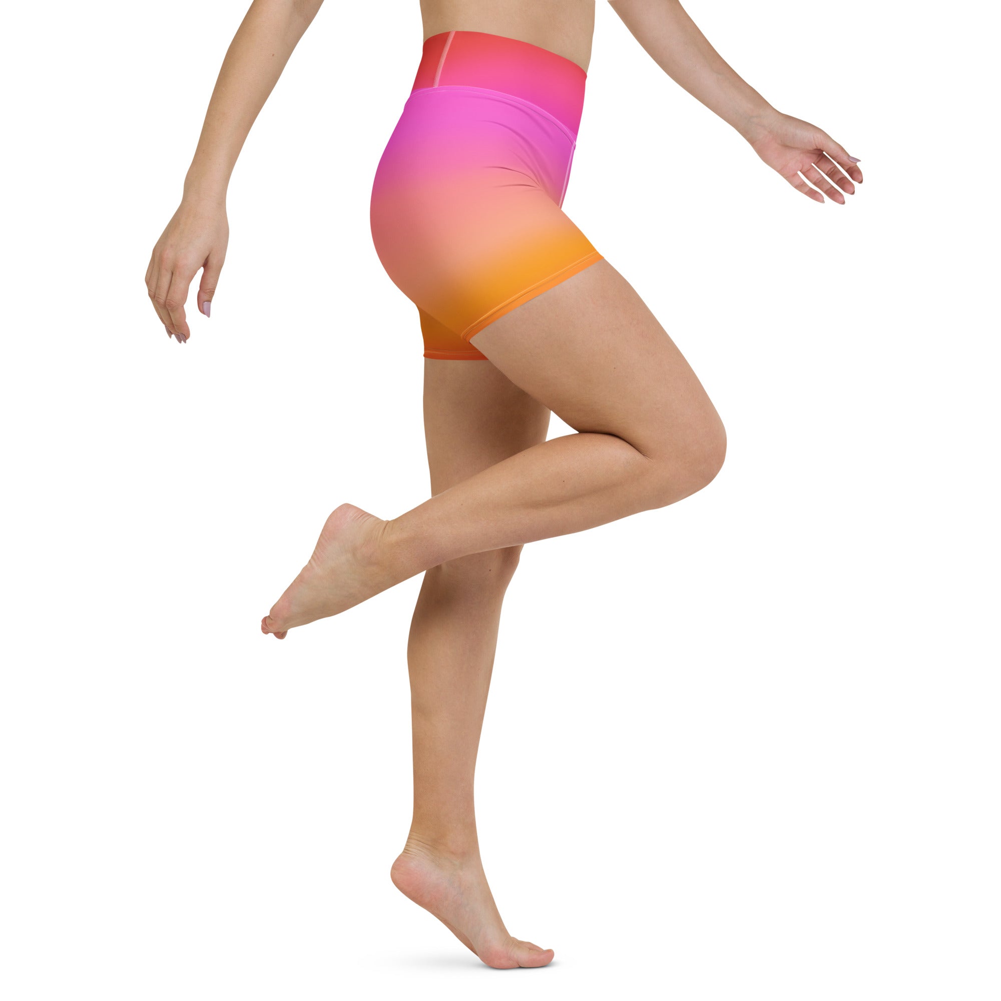 Women’s Sunset Ombre Yoga Shorts – High Waisted Buttery Soft Active Pants