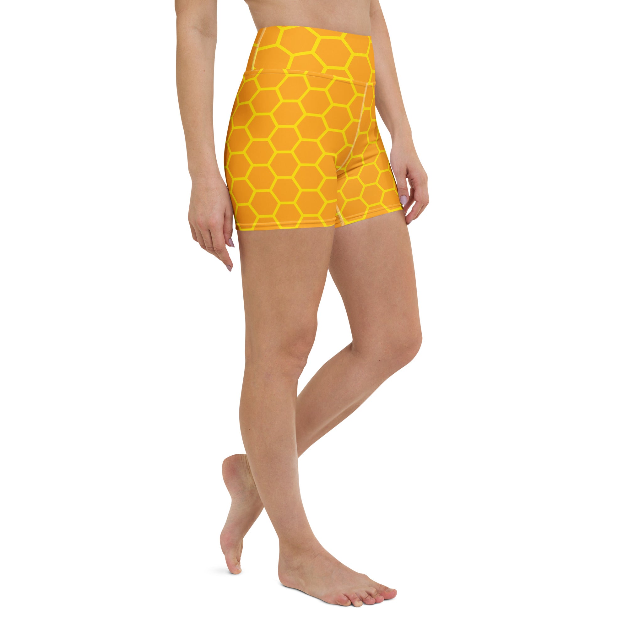 Women’s Honeycomb Yoga Shorts – High Waisted Buttery Soft Active Pants