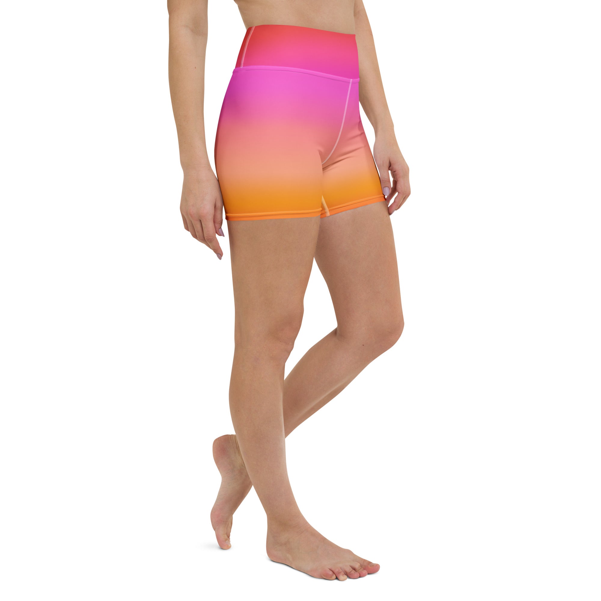 Women’s Sunset Ombre Yoga Shorts – High Waisted Buttery Soft Active Pants