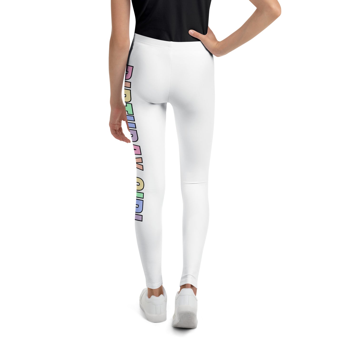 Birthday Girl Buttery Soft Leggings With Pastel Rainbow Font