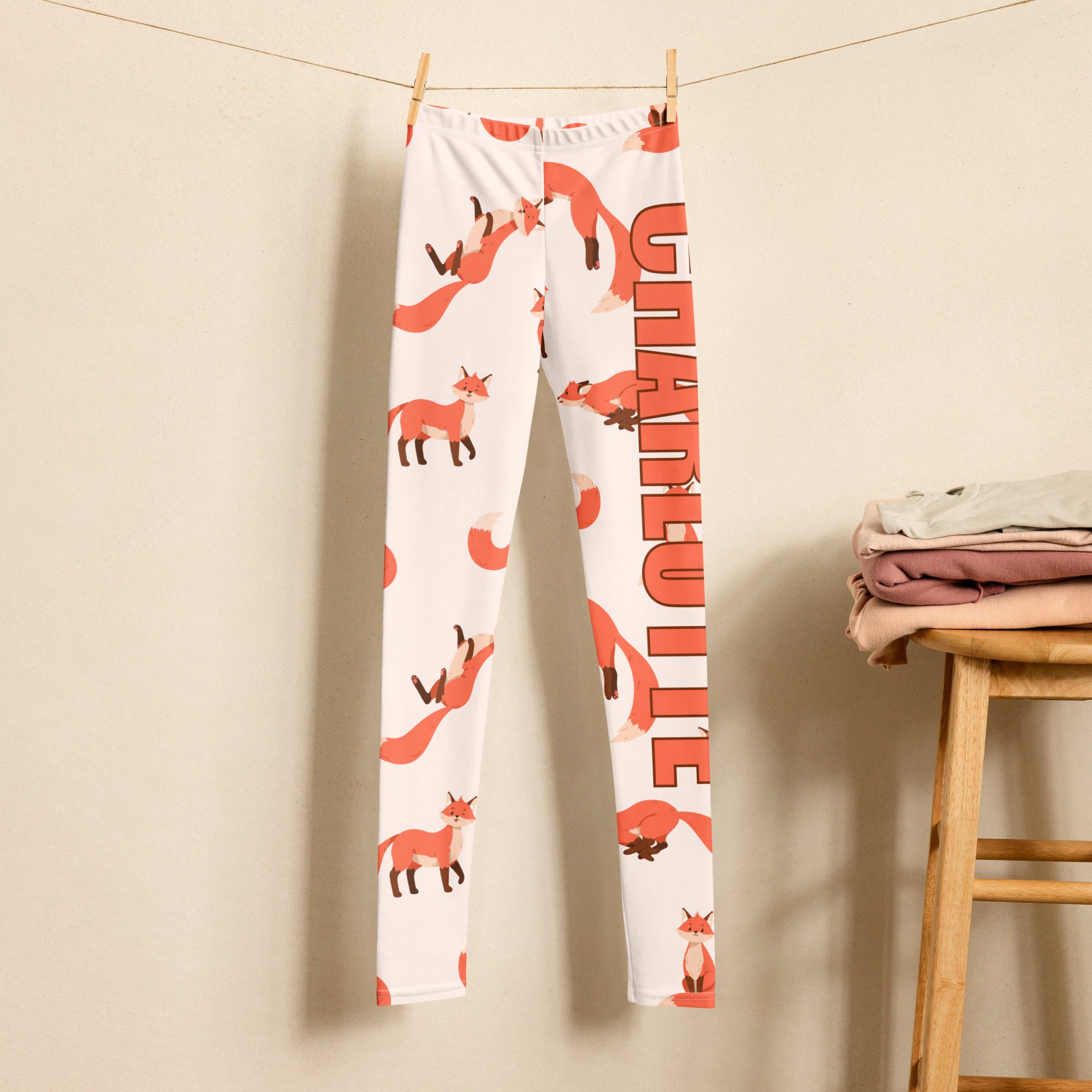 Girls Custom Name Fox Buttery Soft Leggings