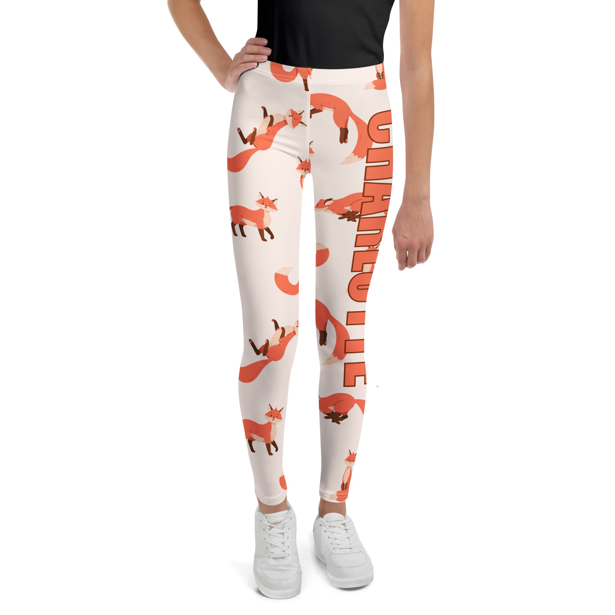 Girls Custom Name Fox Buttery Soft Leggings