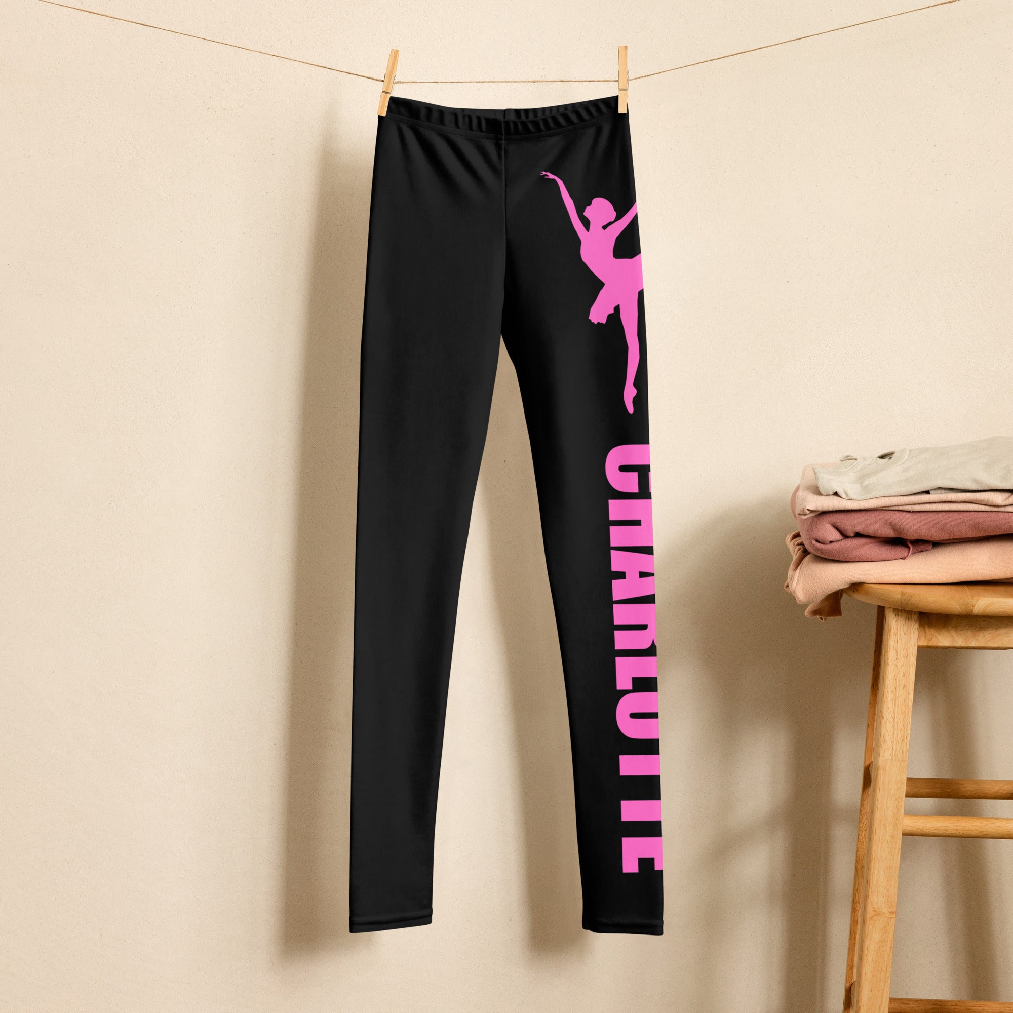Girls Ballerina Custom Color and Name Buttery Soft Leggings