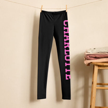 Girls Sports Custom Name Varsity Font Buttery Soft Leggings