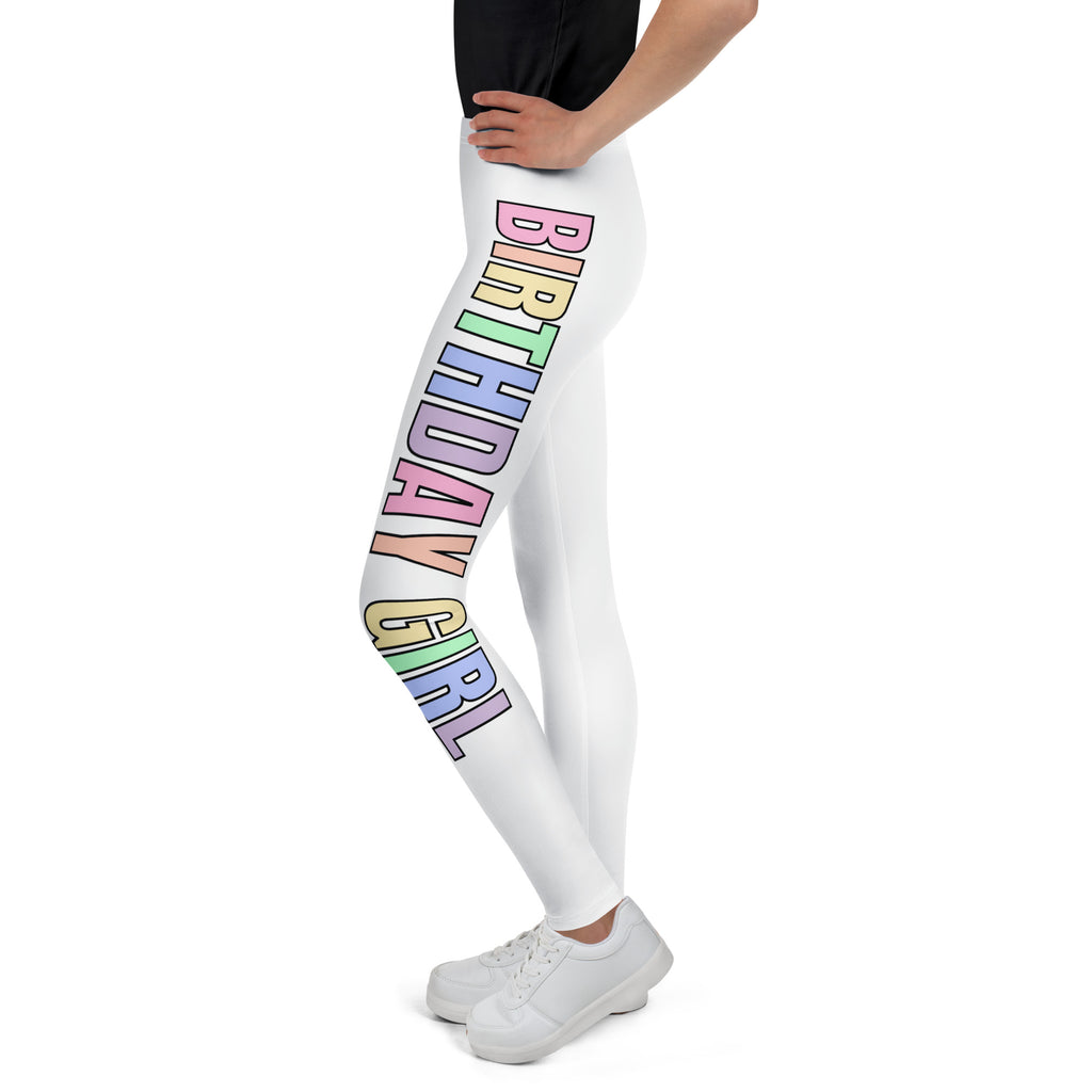 Birthday Girl Buttery Soft Leggings With Pastel Rainbow Font