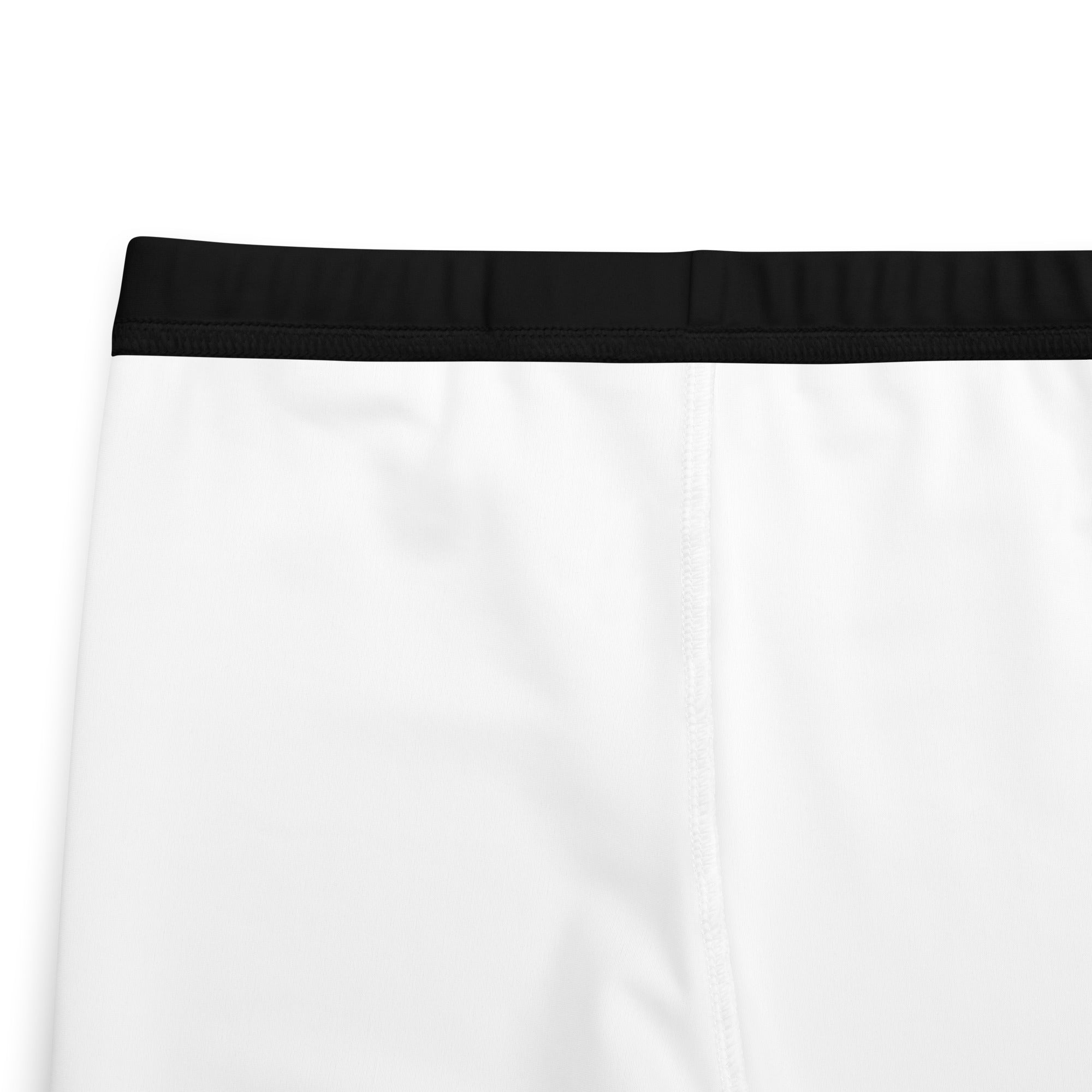 White plastic shower curtain with black elastic header shown with girls sports custom name varsity font leggings