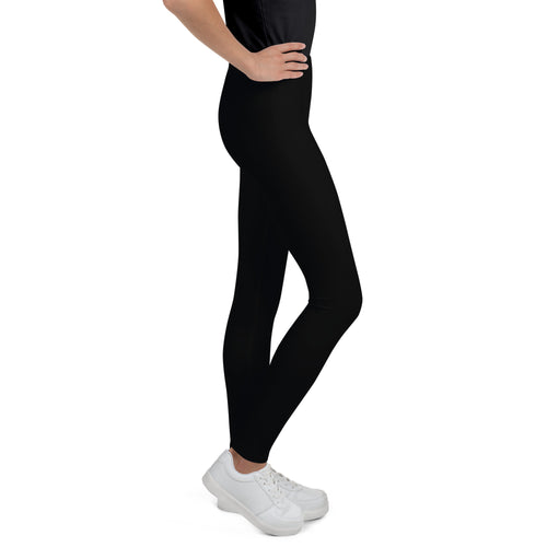 Black form-fitting girls leggings made of buttery soft stretchy fabric customized with color and name